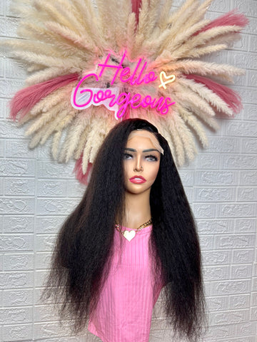 Kinky Straight Closure Human Wig