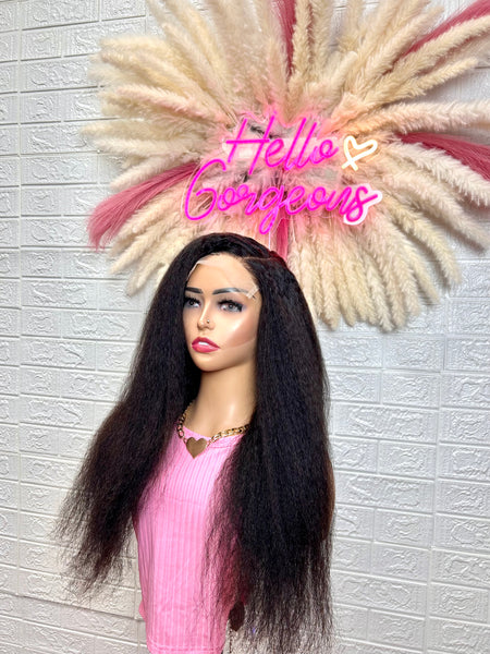 Kinky Straight Closure Human Wig